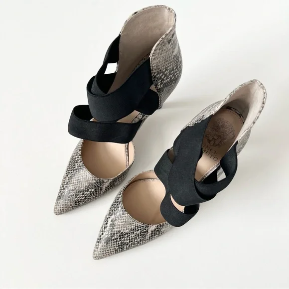 Vince Camuto Nigel Snake print pointed toe stiletto heels Leather heels Size 9 - Picture 2 of 10